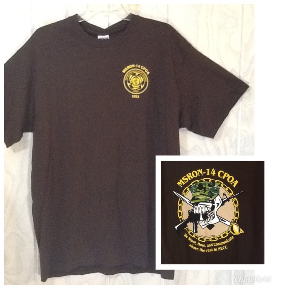 MSRON -14 CPO Maritime USA Navy Military Camo Hat Skeleton Logo Tee Shirt